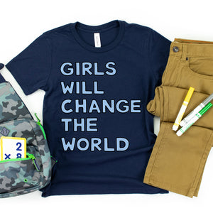 Girls Will Change the World Kids' T-Shirt - feminist doodles