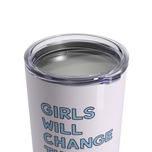 Load image into Gallery viewer, Girls Will Change the World 10 oz Metal Thermos - feminist doodles
