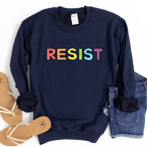 Rainbow Resist Adult Sweatshirt - feminist doodles