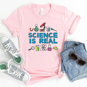 Science is Real Adult T-Shirt - feminist doodles