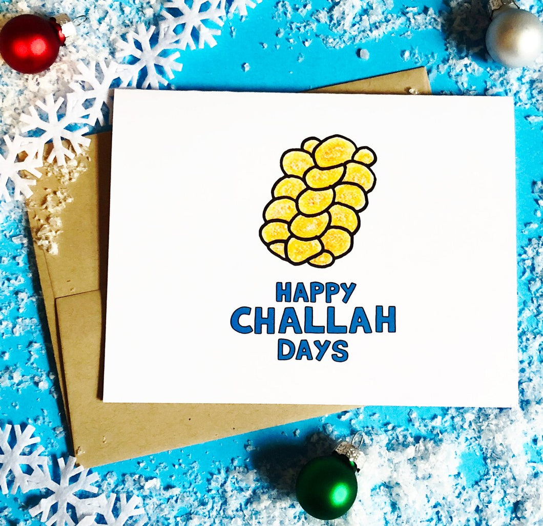 Happy Challah Days Holiday Card - feminist doodles