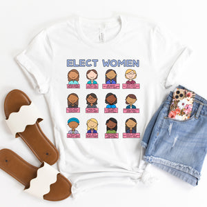 Elect Women Adult T-Shirt - feminist doodles