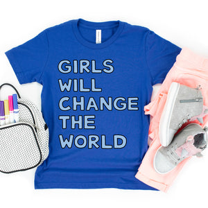 Girls Will Change the World Kids' T-Shirt - feminist doodles