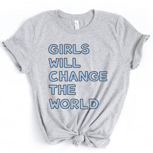 Girls Will Change the World Adult T-Shirt - feminist doodles