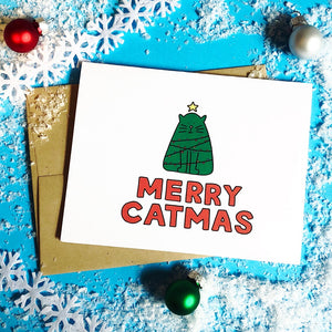 Merry Catmas Holiday Card - feminist doodles