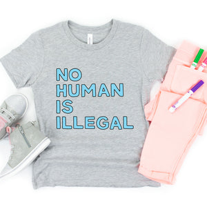 No Human is Illegal Kids' T-Shirt - feminist doodles
