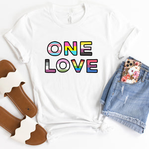 One Love Pride Flags Adult T-Shirt - feminist doodles