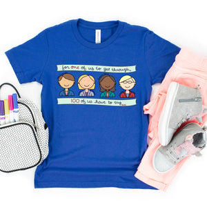 For One of Us to Get Through, One Hundred of Us Have to Try Kids T-Shirt - feminist doodles