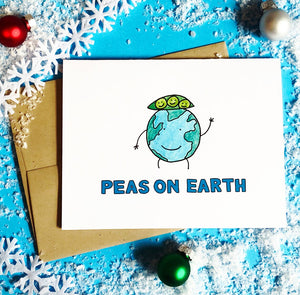 Peas on Earth Holiday Card - feminist doodles