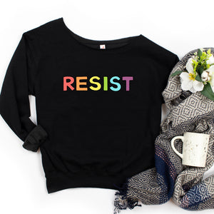 Rainbow Resist Adult Sweatshirt - feminist doodles