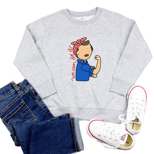 Rosie the Riveter Youth & Toddler Sweatshirt (Hoodie or Crewneck) - feminist doodles