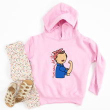 Load image into Gallery viewer, Rosie the Riveter Youth &amp; Toddler Sweatshirt (Hoodie or Crewneck) - feminist doodles
